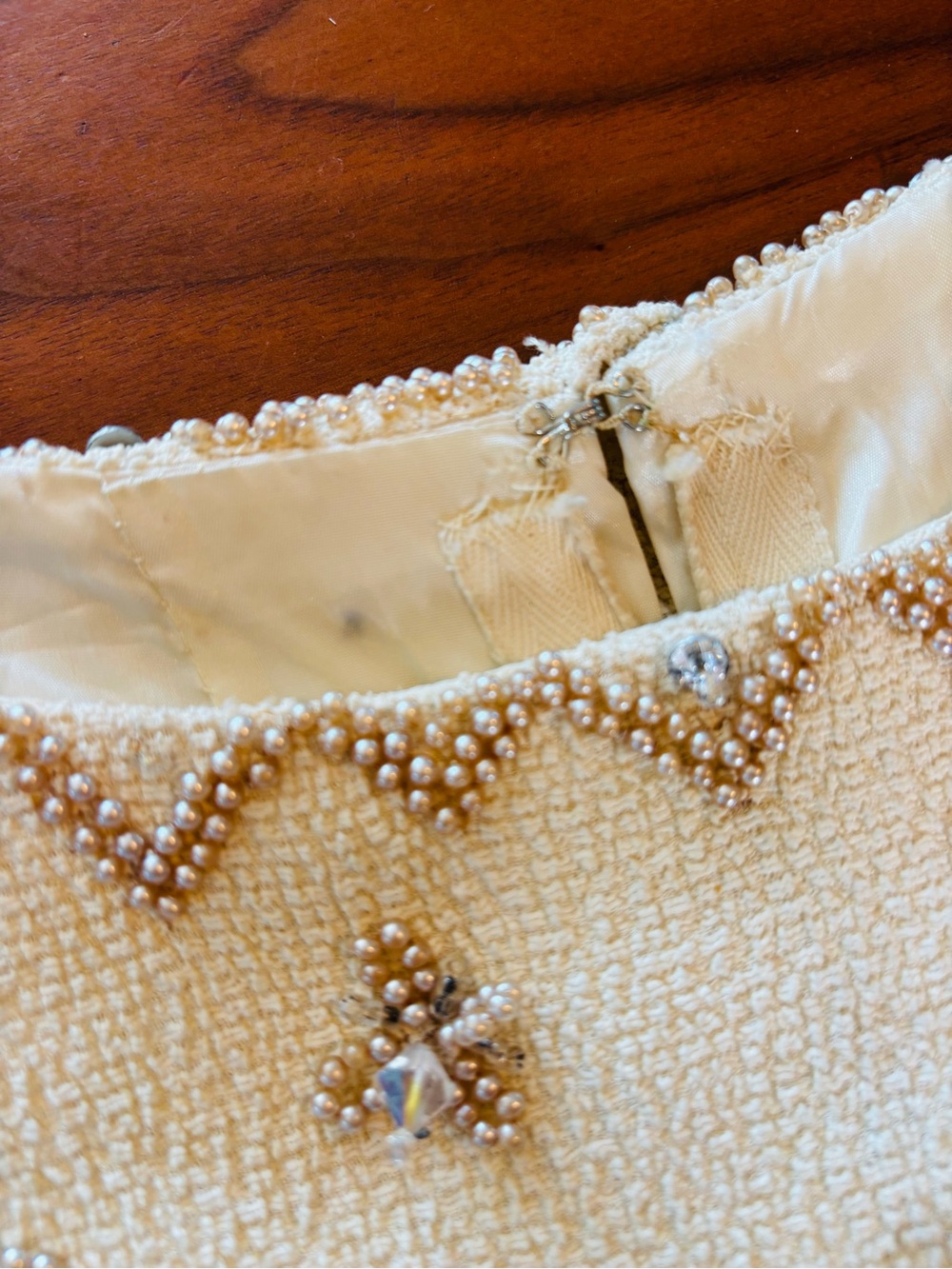 1940-1950s Vintage Rima London Beaded Two-Tone Cocktail Dress - Size 10 (M) - Picture 11 of 14